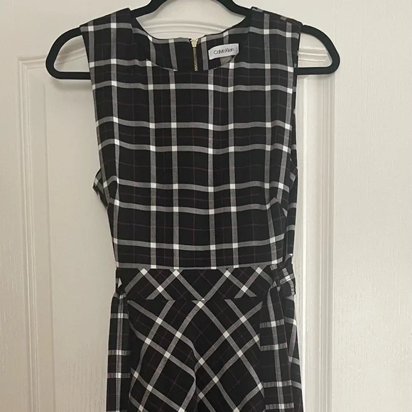 Calvin Klein Black White and Red Checkered Midi Dress - Picture 3 of 7